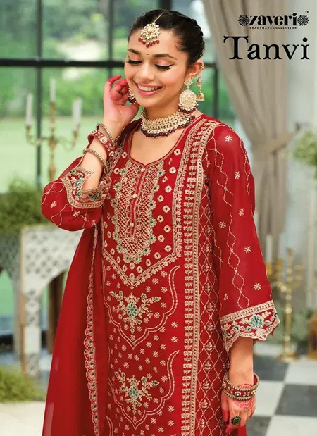 Tanvi By Zaveri Soft Organza Embroidery Desiginer Readymade Salwar Suits Wholesale Price In Surat